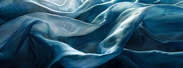 Blue colour textile background. background of textiles through which sunlight shines through....
