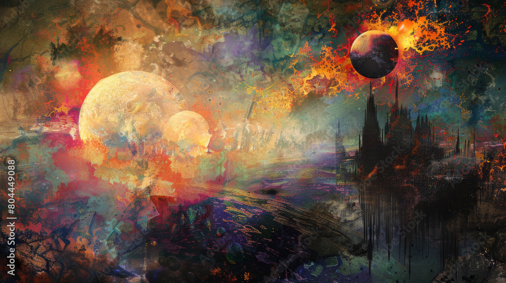 Wall mural a surreal digital artwork capturing the transformation from the old world to a new heaven and new ea