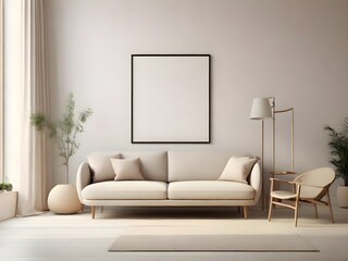 modern living room with sofa 3D mock up illustration 