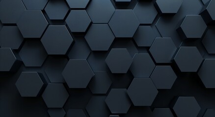 Futuristic Data Network: Abstract black Blue Hexagons