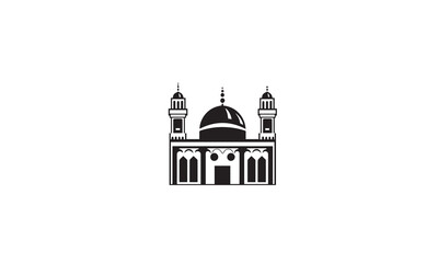 hajj mosque logo black simple flat icon on white background