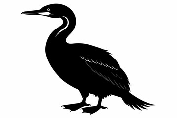 Cormorant silhouette on white background, Vector illustration, icon, svg, characters, Holiday t shirt, Hand drawn trendy Vector illustration