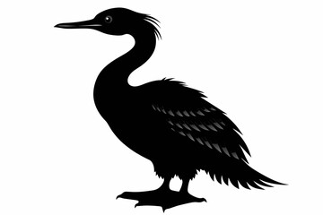 Cormorant silhouette on white background, Vector illustration, icon, svg, characters, Holiday t shirt, Hand drawn trendy Vector illustration
