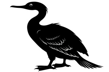 Cormorant silhouette on white background, Vector illustration, icon, svg, characters, Holiday t shirt, Hand drawn trendy Vector illustration