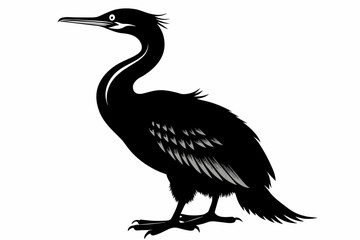 Cormorant silhouette on white background, Vector illustration, icon, svg, characters, Holiday t shirt, Hand drawn trendy Vector illustration