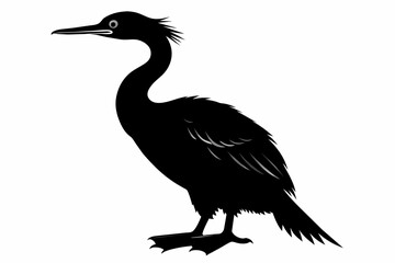 Cormorant silhouette on white background, Vector illustration, icon, svg, characters, Holiday t shirt, Hand drawn trendy Vector illustration