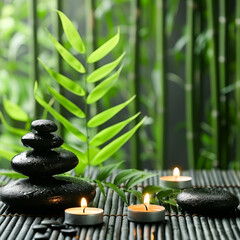 Obraz premium Zen Spa Setting with Candles and Stones.