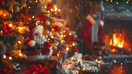 Festive Christmas Celebration with Joyful Family Gathering and Decorated Tree