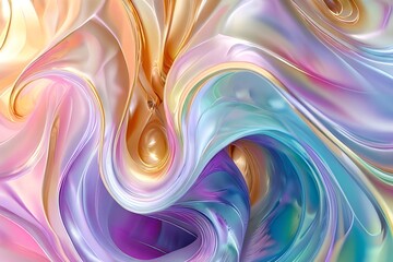 Abstract, smooth and shimmery digital image, smooth pastel swirls and shiny metallic finish. Abstract background