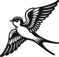 Sparrow Tattoo Old School Tattoo Flying Sparrows  Custom Design of Traditional Sparrow Bird B&W Flash Design Tattoos in svg, eps, png, jpg digital download