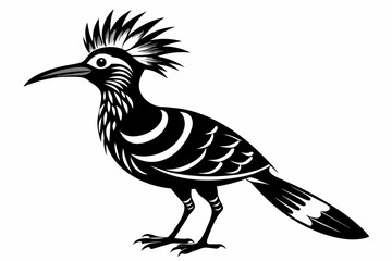 Hoopoe silhouette on white background, Vector illustration, icon, svg, characters, Holiday t shirt, Hand drawn trendy Vector illustration