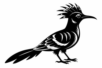 Fototapeta premium Hoopoe silhouette on white background, Vector illustration, icon, svg, characters, Holiday t shirt, Hand drawn trendy Vector illustration