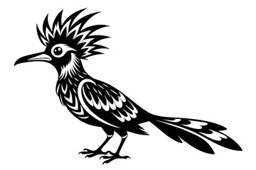 Hoopoe silhouette on white background, Vector illustration, icon, svg, characters, Holiday t shirt, Hand drawn trendy Vector illustration