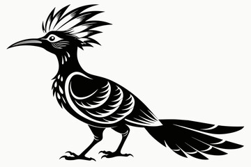 Fototapeta premium Hoopoe silhouette on white background, Vector illustration, icon, svg, characters, Holiday t shirt, Hand drawn trendy Vector illustration