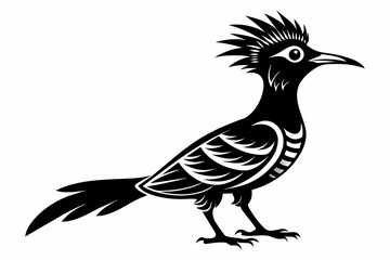 Hoopoe silhouette on white background, Vector illustration, icon, svg, characters, Holiday t shirt, Hand drawn trendy Vector illustration