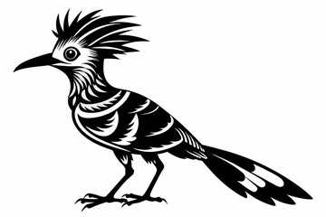 Hoopoe silhouette on white background, Vector illustration, icon, svg, characters, Holiday t shirt, Hand drawn trendy Vector illustration