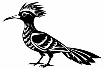 Hoopoe silhouette on white background, Vector illustration, icon, svg, characters, Holiday t shirt, Hand drawn trendy Vector illustration