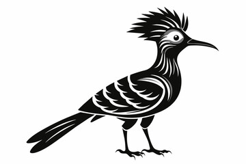 Hoopoe silhouette on white background, Vector illustration, icon, svg, characters, Holiday t shirt, Hand drawn trendy Vector illustration