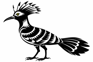 Hoopoe silhouette on white background, Vector illustration, icon, svg, characters, Holiday t shirt, Hand drawn trendy Vector illustration