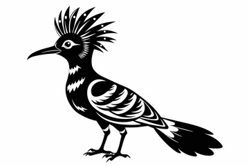 Hoopoe silhouette on white background, Vector illustration, icon, svg, characters, Holiday t shirt, Hand drawn trendy Vector illustration