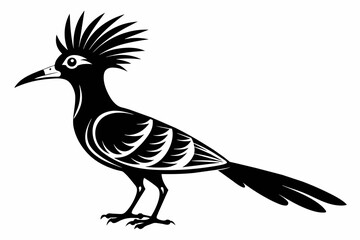 Hoopoe silhouette on white background, Vector illustration, icon, svg, characters, Holiday t shirt, Hand drawn trendy Vector illustration