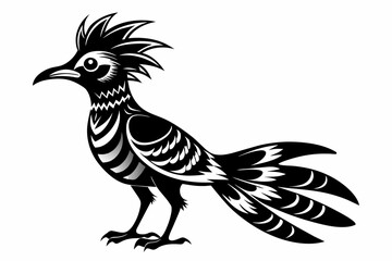Hoopoe silhouette on white background, Vector illustration, icon, svg, characters, Holiday t shirt, Hand drawn trendy Vector illustration