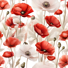 red and white poppies 