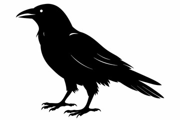 crow silhouette on white background, Vector illustration, icon, svg, characters, Holiday t shirt, Hand drawn trendy Vector illustration