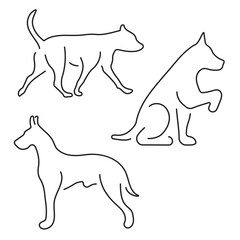 dog neon icon group, vector illustration on black background.
