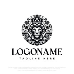  Lion with crown logo template