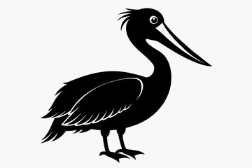 pelican silhouette on white background, Vector illustration, icon, svg, characters, Holiday t shirt, Hand drawn trendy Vector illustration