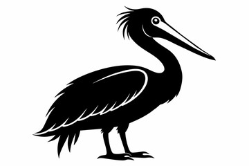 Fototapeta premium pelican silhouette on white background, Vector illustration, icon, svg, characters, Holiday t shirt, Hand drawn trendy Vector illustration