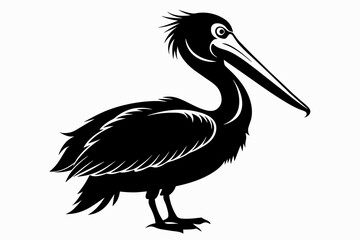 pelican silhouette on white background, Vector illustration, icon, svg, characters, Holiday t shirt, Hand drawn trendy Vector illustration