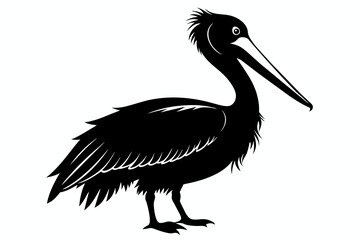 pelican silhouette on white background, Vector illustration, icon, svg, characters, Holiday t shirt, Hand drawn trendy Vector illustration