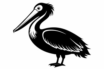 pelican silhouette on white background, Vector illustration, icon, svg, characters, Holiday t shirt, Hand drawn trendy Vector illustration