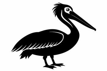 pelican silhouette on white background, Vector illustration, icon, svg, characters, Holiday t shirt, Hand drawn trendy Vector illustration