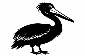 pelican silhouette on white background, Vector illustration, icon, svg, characters, Holiday t shirt, Hand drawn trendy Vector illustration