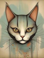 Cat Surreal Illustration Animal Art