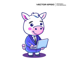 Business cow character, illustration, mascot, logo, design, vector, eps 10