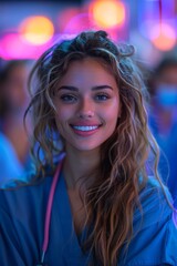 Naklejka premium Smiling woman in scrubs