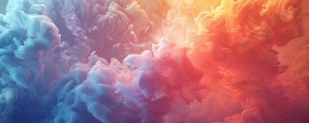 A surreal dreamscape where colored smoke forms whimsical shapes in the sky.