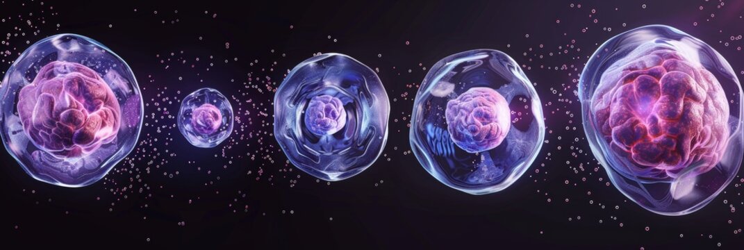 Macro photography view of cells from electron microscope with abstract shapes and pattern.