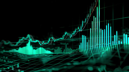 Dynamic Green Financial Chart Analysis Background