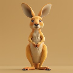 Create a 3D cartoon kangaroo