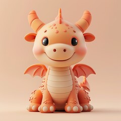 Create a cute and friendly 3D cartoon dragon character