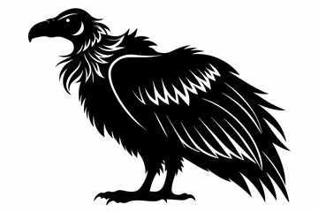 Vulture silhouette on white background, Vector illustration, icon, svg, characters, Holiday t shirt, Hand drawn trendy Vector illustration, eagle silhouette