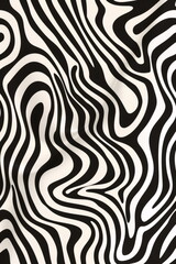 Retro black and white zebra print pattern with fluid lines