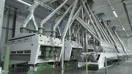 The view of production of wheat in factory.