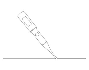 Continuous line drawing of thermometer. One line of thermometer. Medical equipment concept continuous line art. Editable outline.