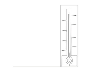 Continuous line drawing of thermometer. One line of thermometer. Medical equipment concept continuous line art. Editable outline.